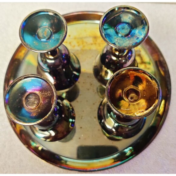 Vintage Wm Rogers Silver-plated Goblet Set with Serving Tray Pre Owned - Picture 5 of 16